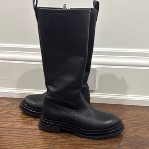 Black Leather Knee-High Boots